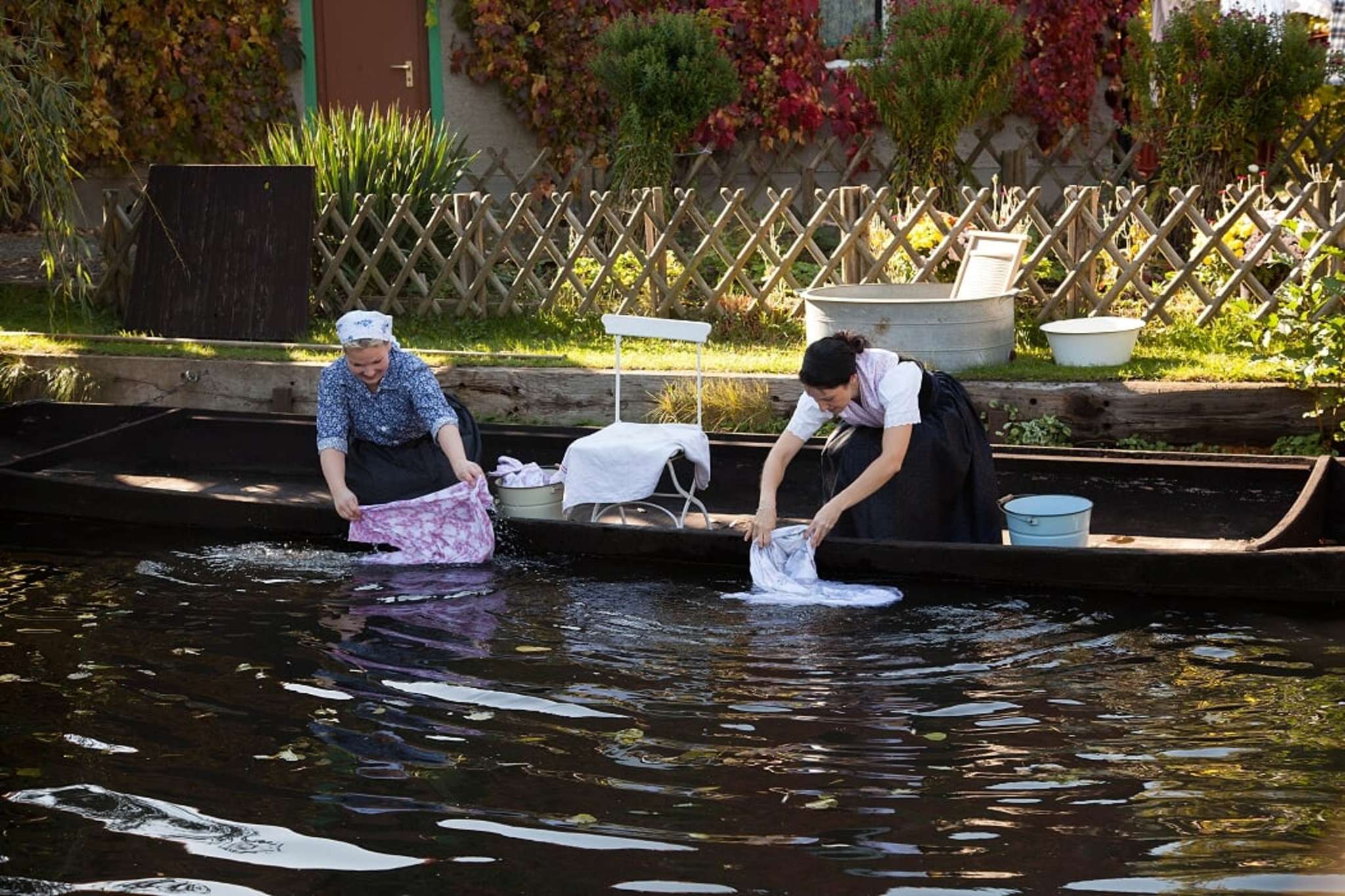 Renaissance Wäsche waschen im Spreewald